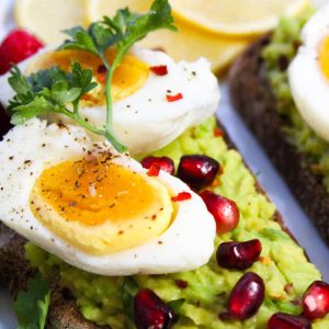Boiled eggs with avocado